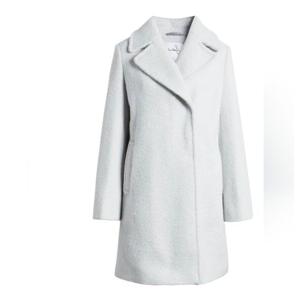 NWT Sam Edelman Bouclé Swing Coat Silver Grey Size Medium - Picture 1 of 7
